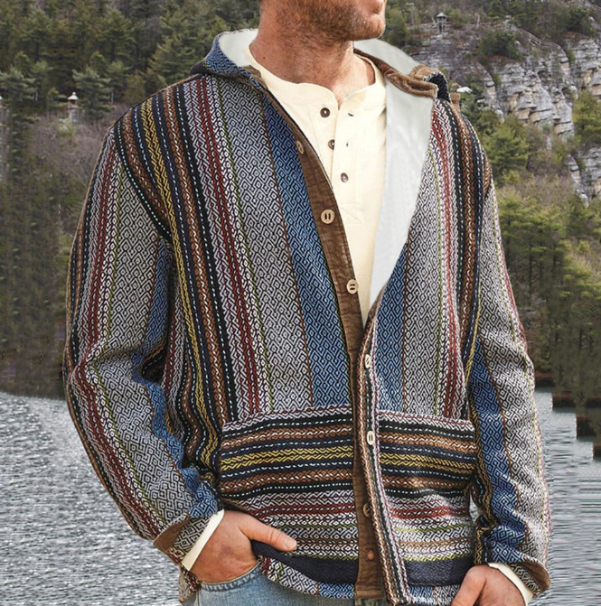 Autumn and winter new casual hooded men's shirt