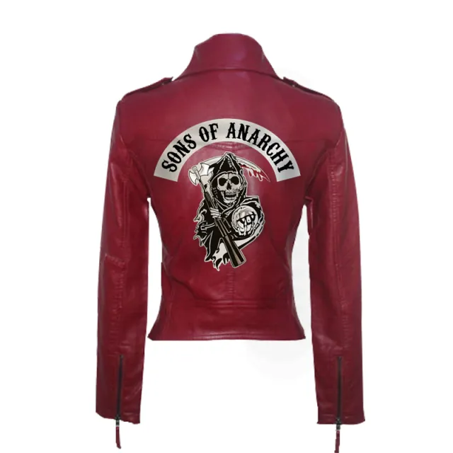 Ladies PU Washed Leather Jacket Red - Shop at LoveMi