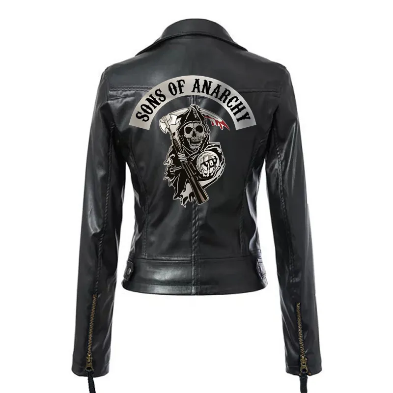 Ladies PU Washed Leather Jacket - Black