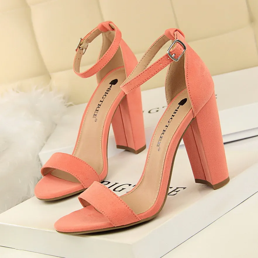 Thick heel high heel sexy nightclub sandals - Pink