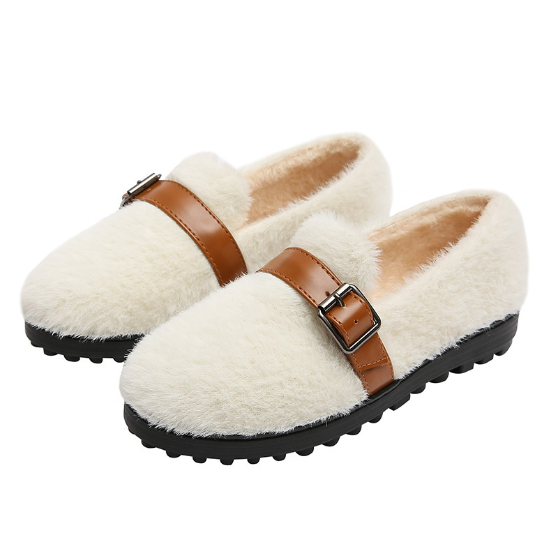 Platform mink fur plus fluffy beanie shoes