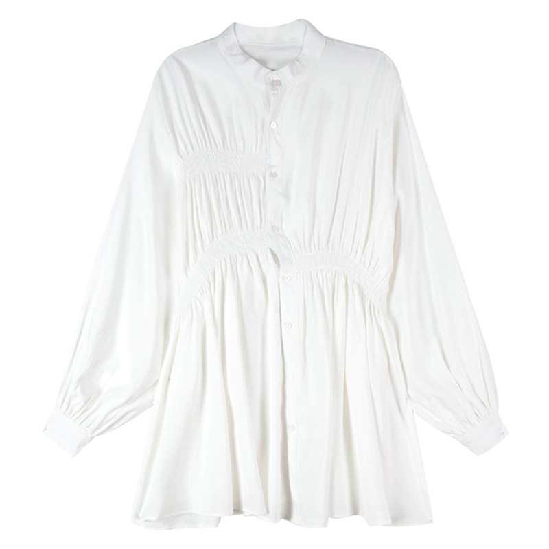 Women's long sleeve loose mid-length shirt