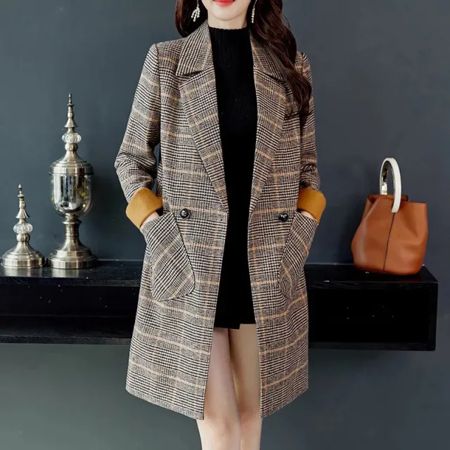 Ol long sleeve loose women's woolen coat Coffee - Shop at LoveMi