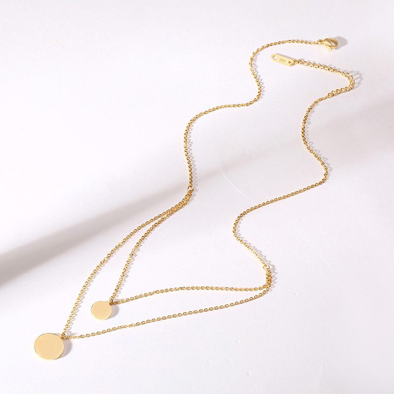 Gold stainless steel double layer small round necklace