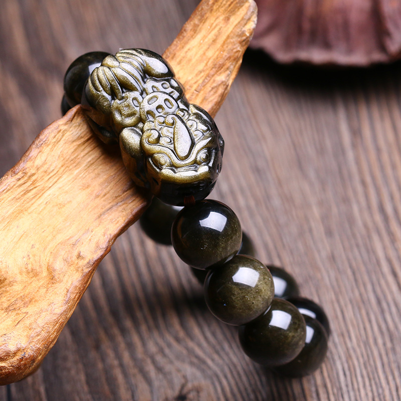 Gold Obsidian Pixiu Bracelet