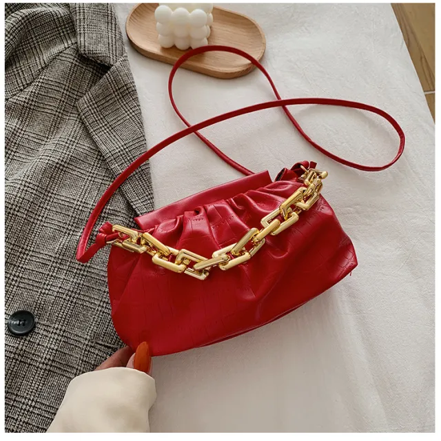 Net red retro cloud bag fashion chain handbag shoulder bag Red - Shop at LoveMi