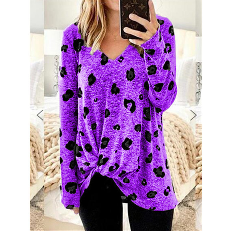 Twisted large V-Neck long sleeve T-shirt