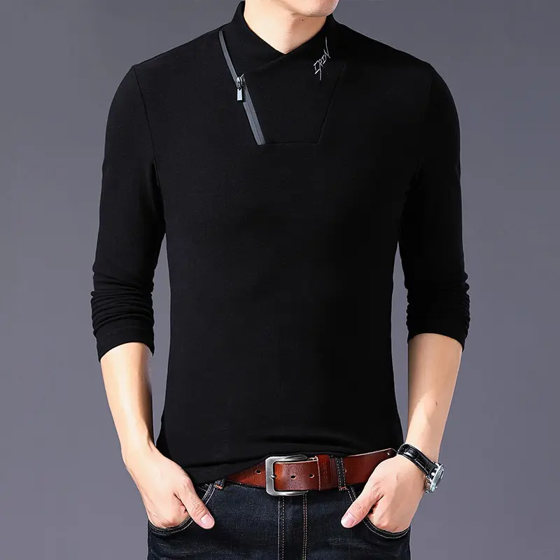 Men's half high collar zipper long sleeve