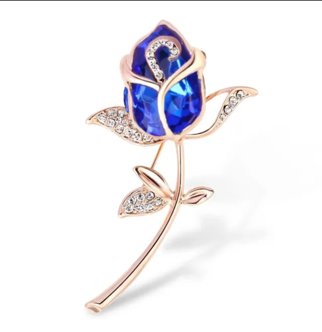 Rose fashion brooch Blue - Shop at LoveMi