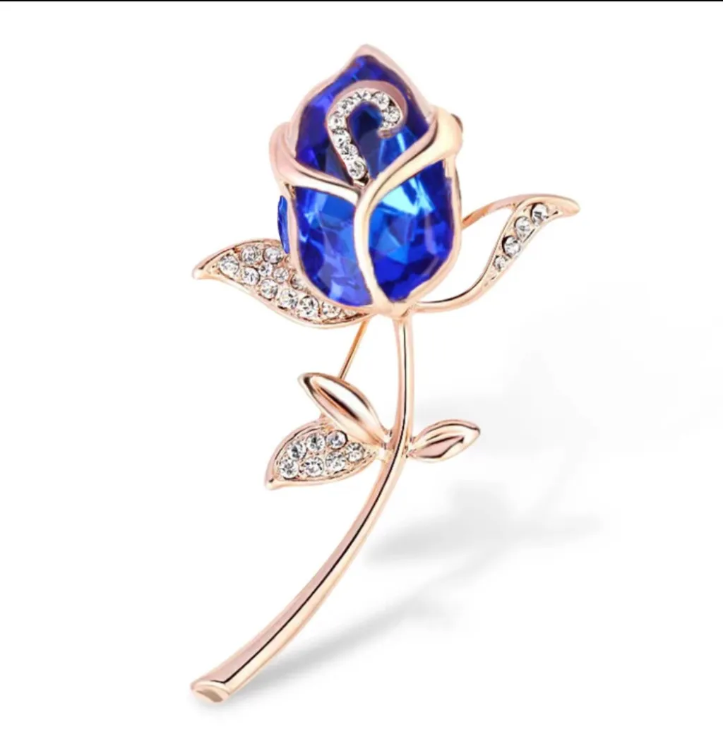 Rose fashion brooch - Blue