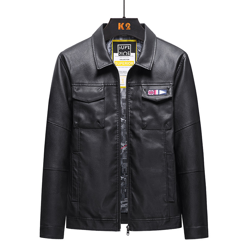 Fat and loose PU leather jacket