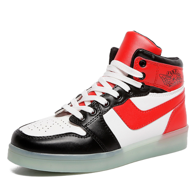 LED sports shoes sneakers high top USB Red - Shop at LoveMi