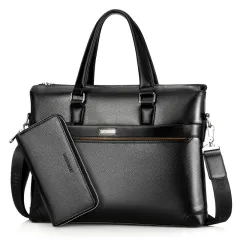 Men's diagonal handbag briefcase - Black - View 1