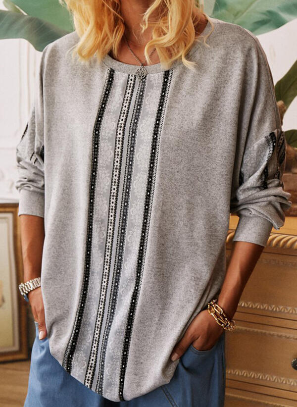 Printed round neck turtleneck T-shirt