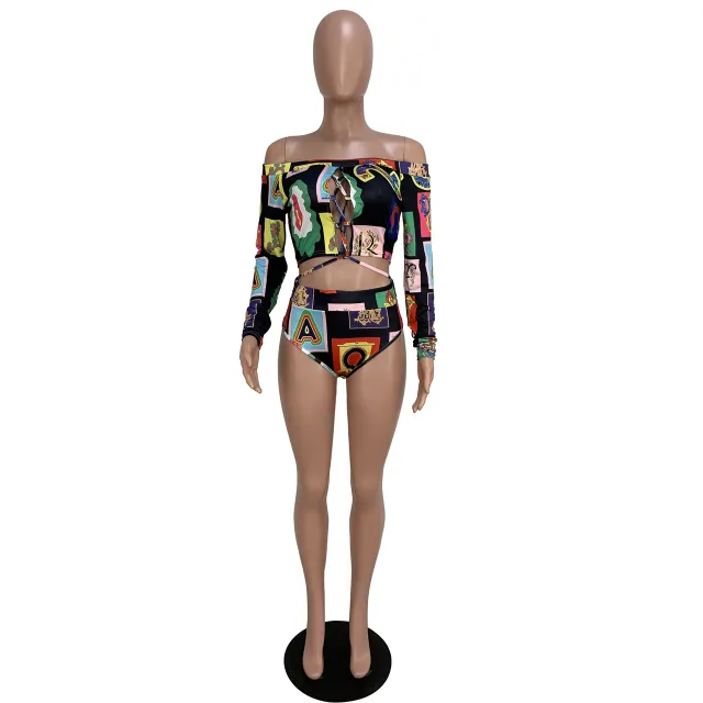 Printed swimsuit cover Black - Shop at LoveMi