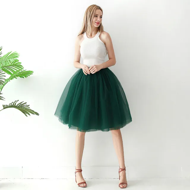 Women's solid color gauze skirt Dark Green - Shop at LoveMi