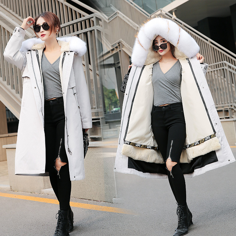 Medium length heavy and slim detachable fur coat