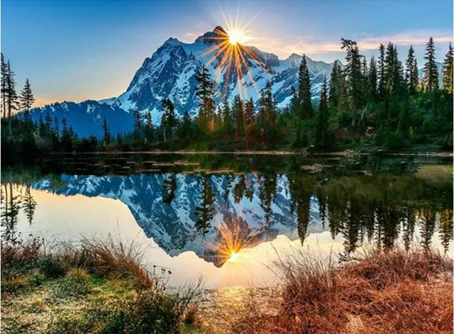 DIY dahaoheshan cross stitch landscape diamond painting - Sunrise