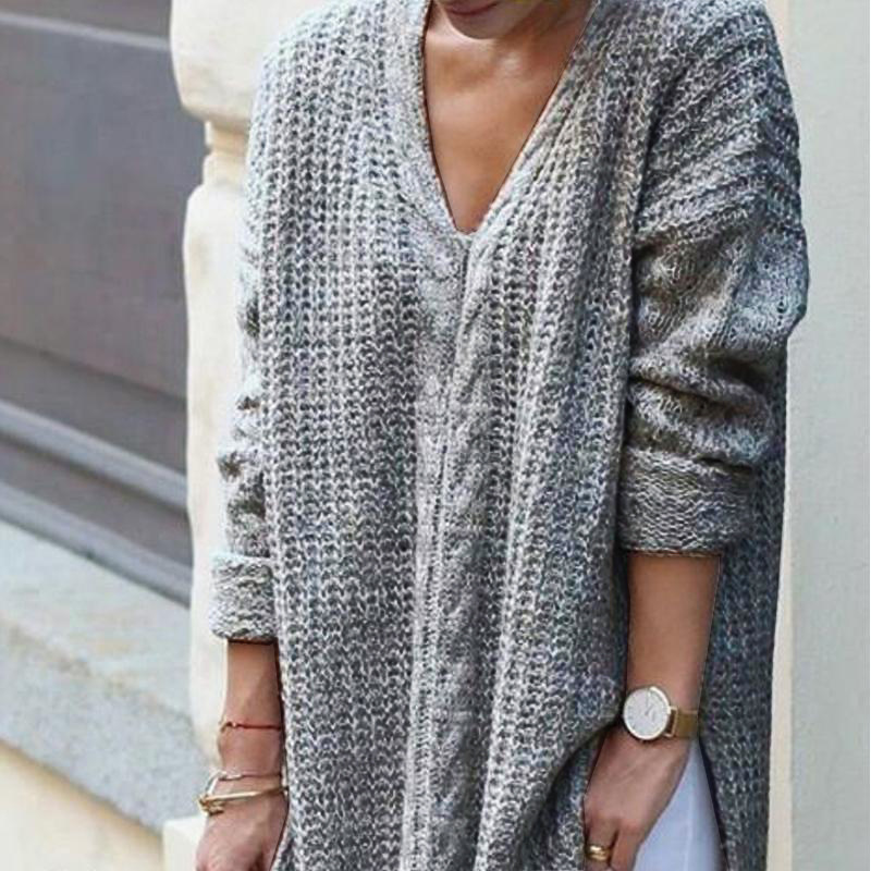 Mid-length twist knit sweater