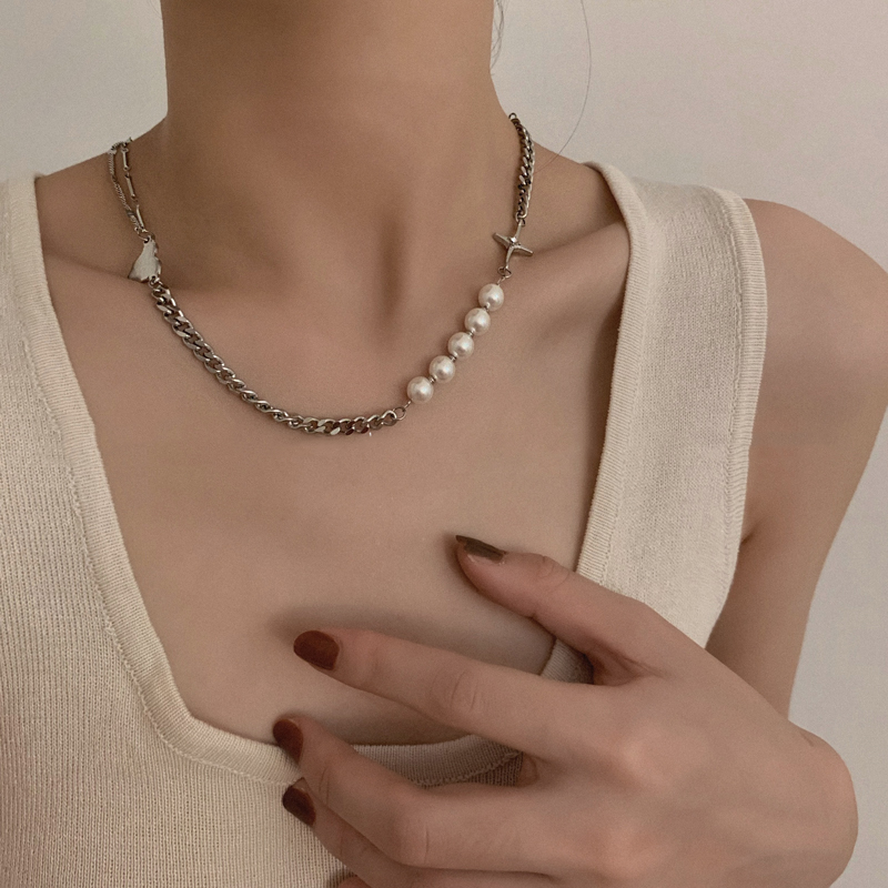 Small design sense pearl clavicle chain female