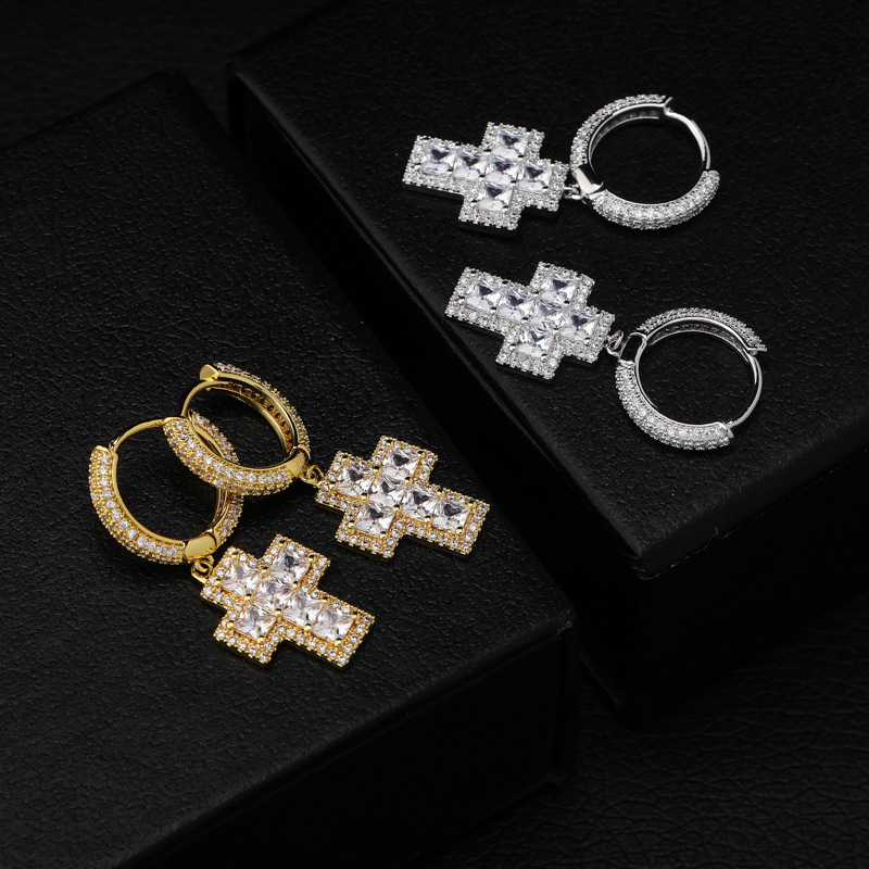 Cross full zircon earrings