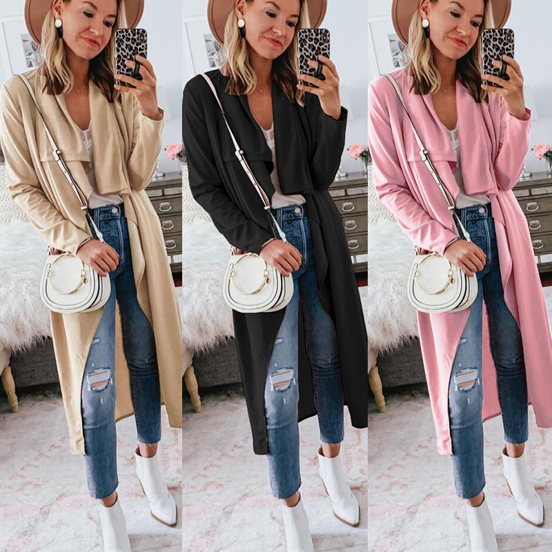 European and American long windbreaker jacket cardigan