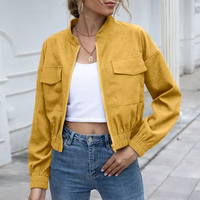 Casual leather jacket in autumn and winter Yellow - Shop at LoveMi