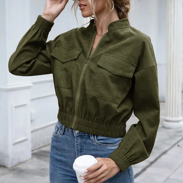 Casual leather jacket in autumn and winter Green - Shop at LoveMi