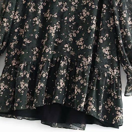 Summer new bow tie bow print ruffle dress