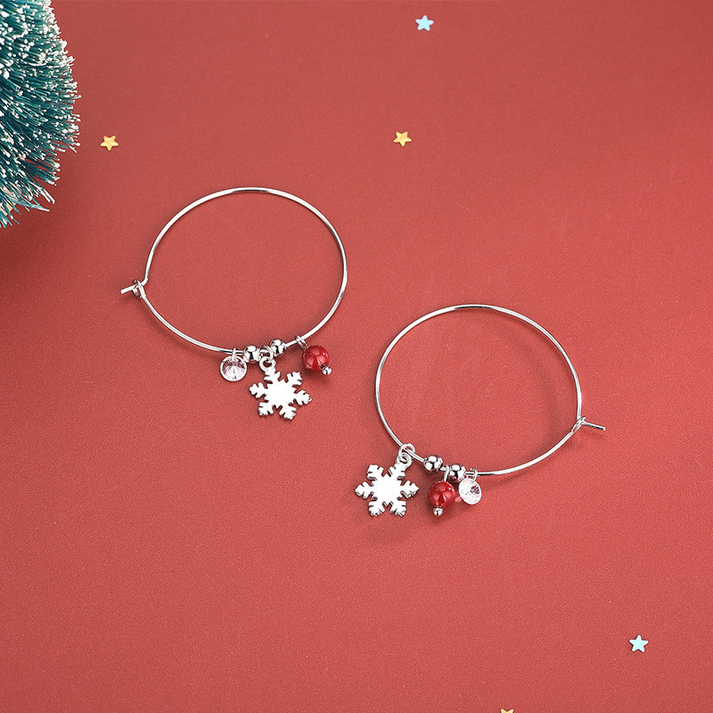 Flash diamond red ball Snowflake Earrings