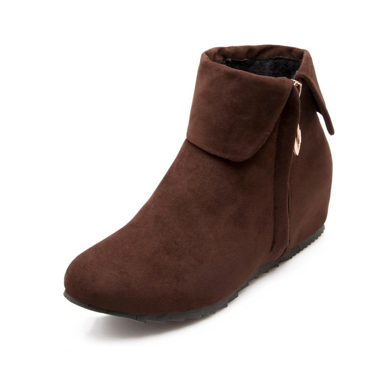 Side zip flat booties Coffee - Shop at LoveMi