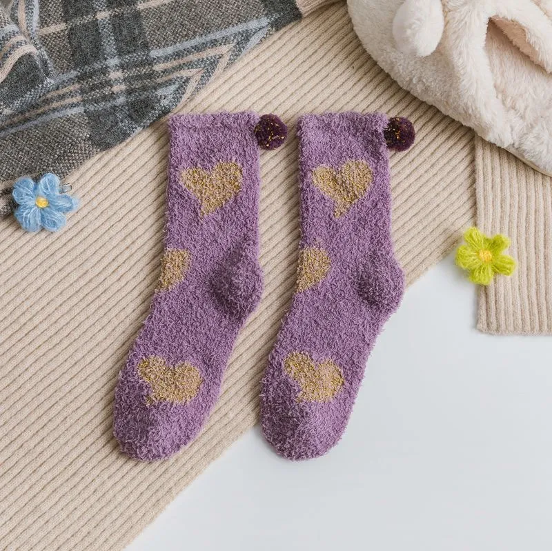 Coral fleece socks - Purple