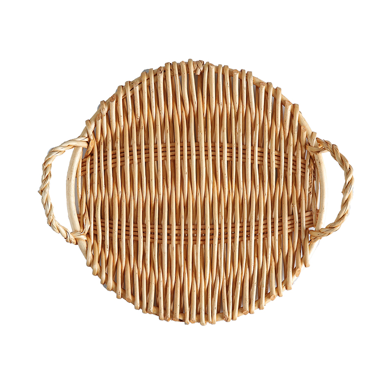 Japanese rattan fruit tray with handle (Brown)