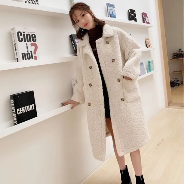 Woman with imitation cashmere coat White - Shop at LoveMi