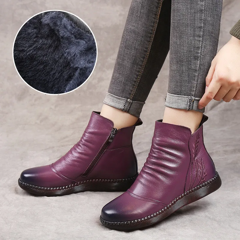 High-top Martin boots flat-bottom Korean women's boots - Purple