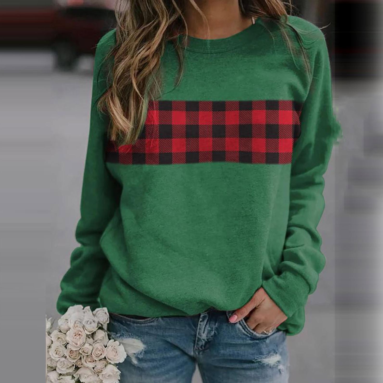 A warm, long sleeved hoodie Green Plaid - Shop at LoveMi