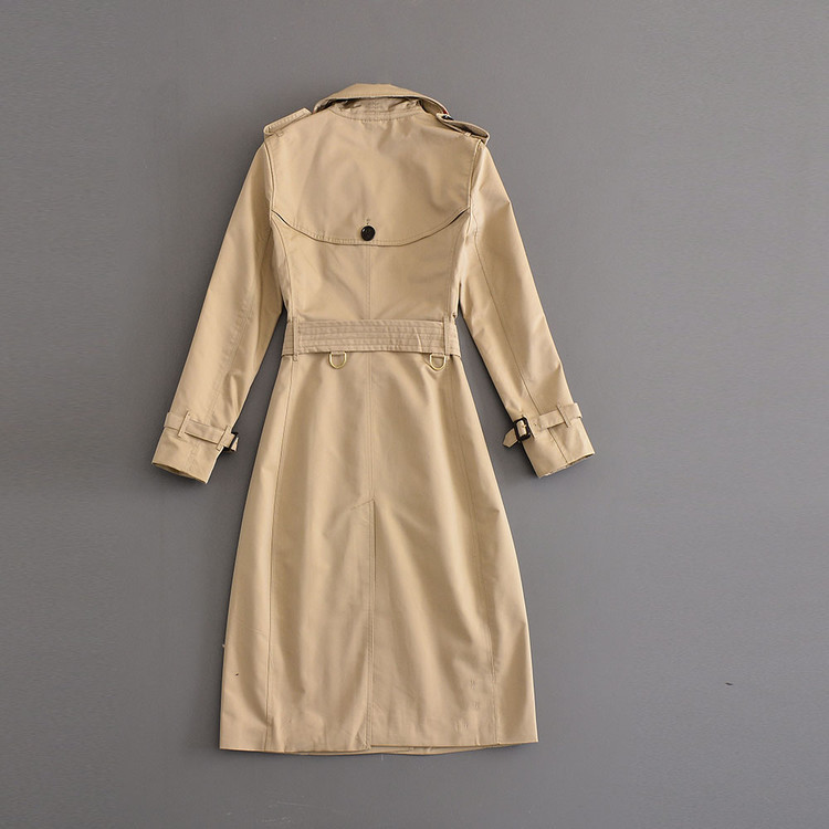 معطف ترنش متوسط الطول مزدوج الصدر