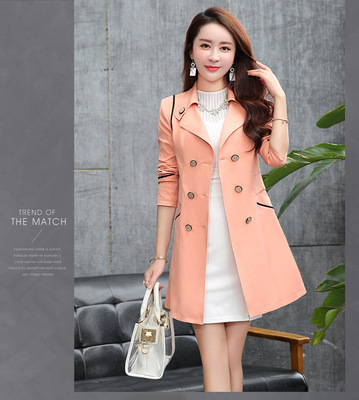 Medium length coat with double breasted windbreaker Pink - Shop at LoveMi