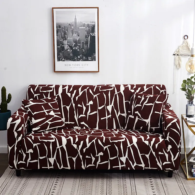 Full cover fabric sofa elastic sofa cover - Brown