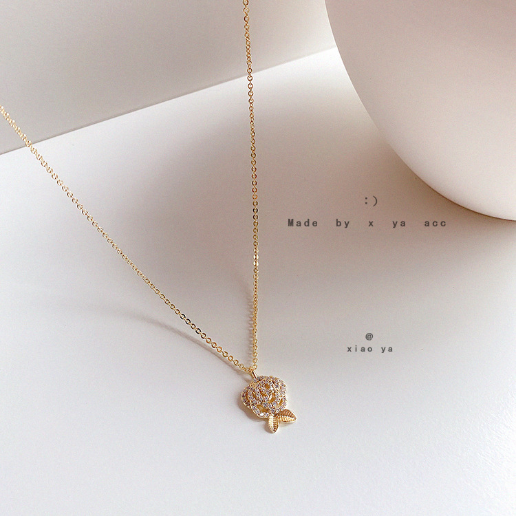 Zircon Rose Gold Clavicle Necklace - Image 1 of 5