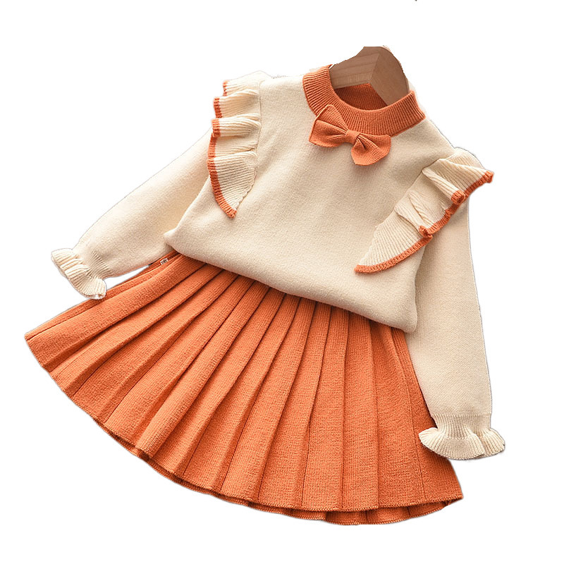 Girls flying sleeve knitted sweater suit