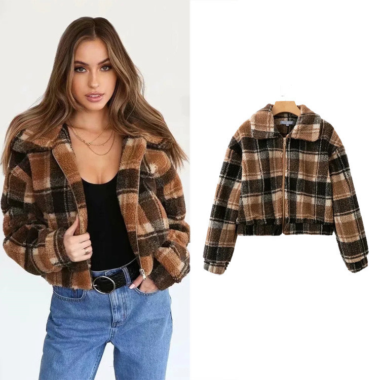 Stylish contrast checked jacket