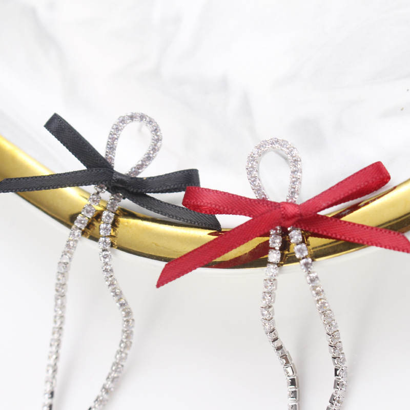 Ins wind bow Tassel Earrings