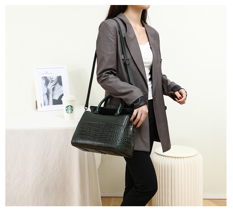 One shoulder messenger all-match leather Boston bag