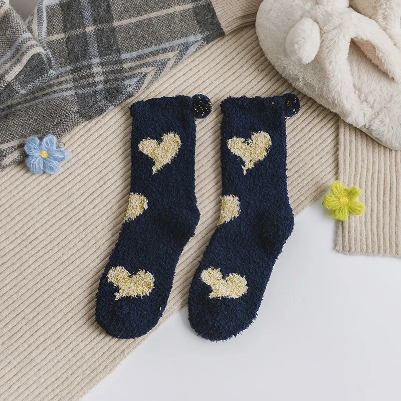 Coral fleece socks - Blue