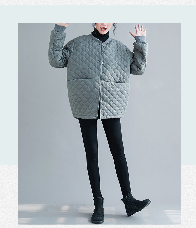 Long sleeve cotton padded clothes for large women's wear