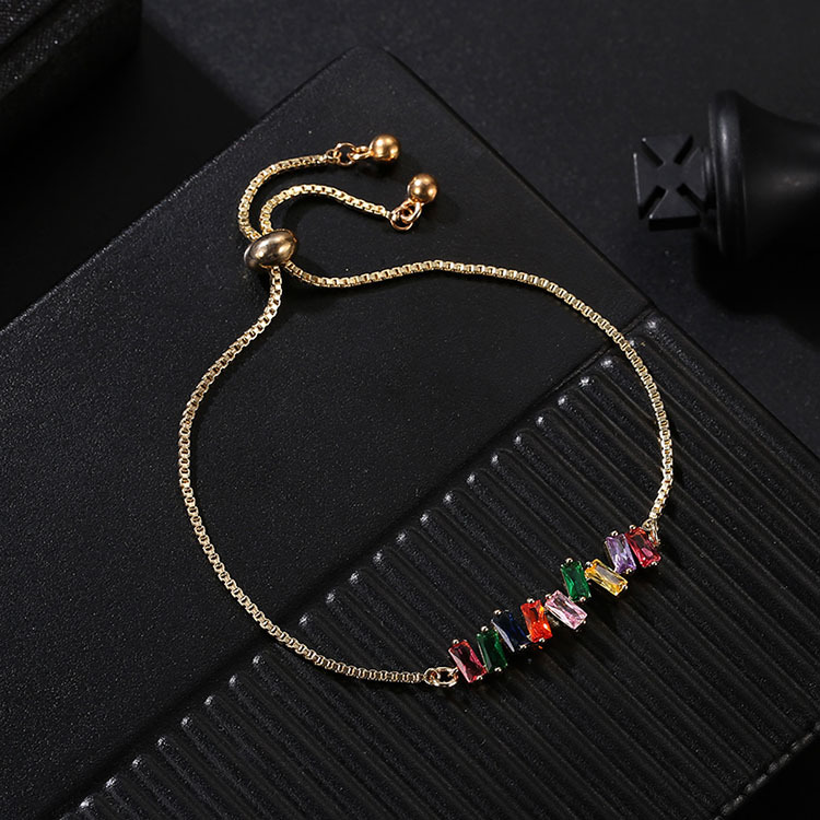 Adjustable crystal colorful diamond zircon bracelet