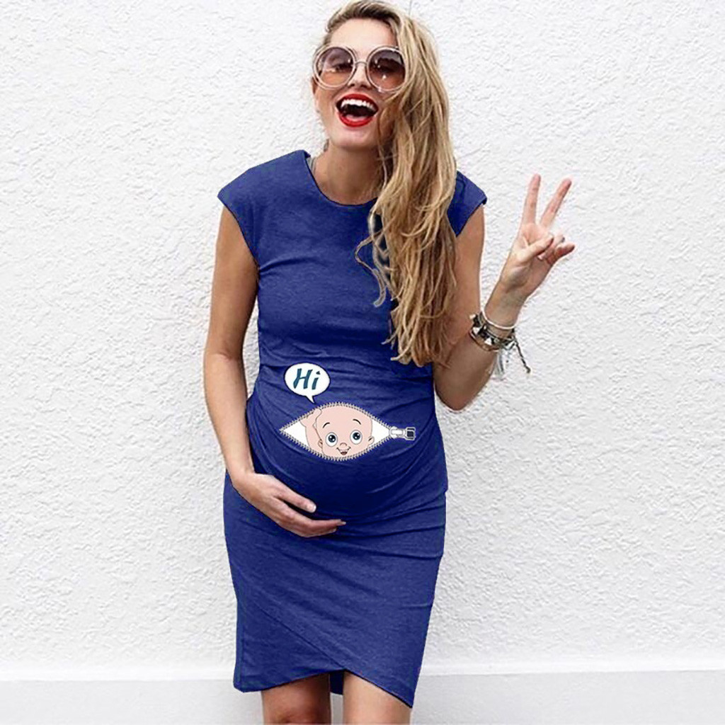 1727723478502 - Round Neck Short Sleeve Maternity Dress