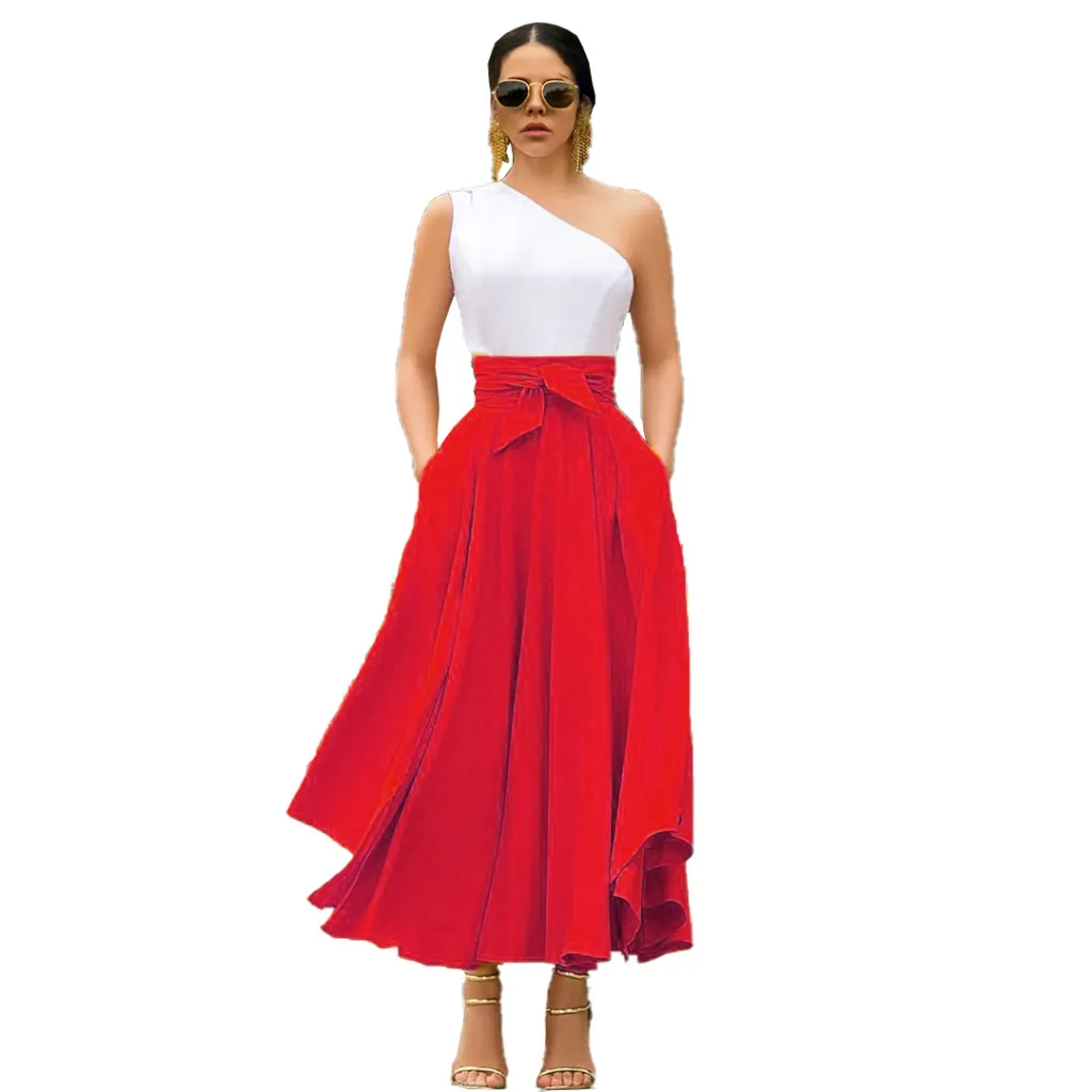 Solid color casual skirt - Red