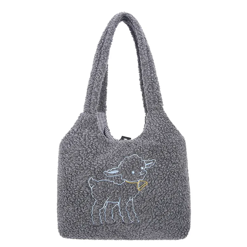 Corduroy embroidered shoulder bag - Red